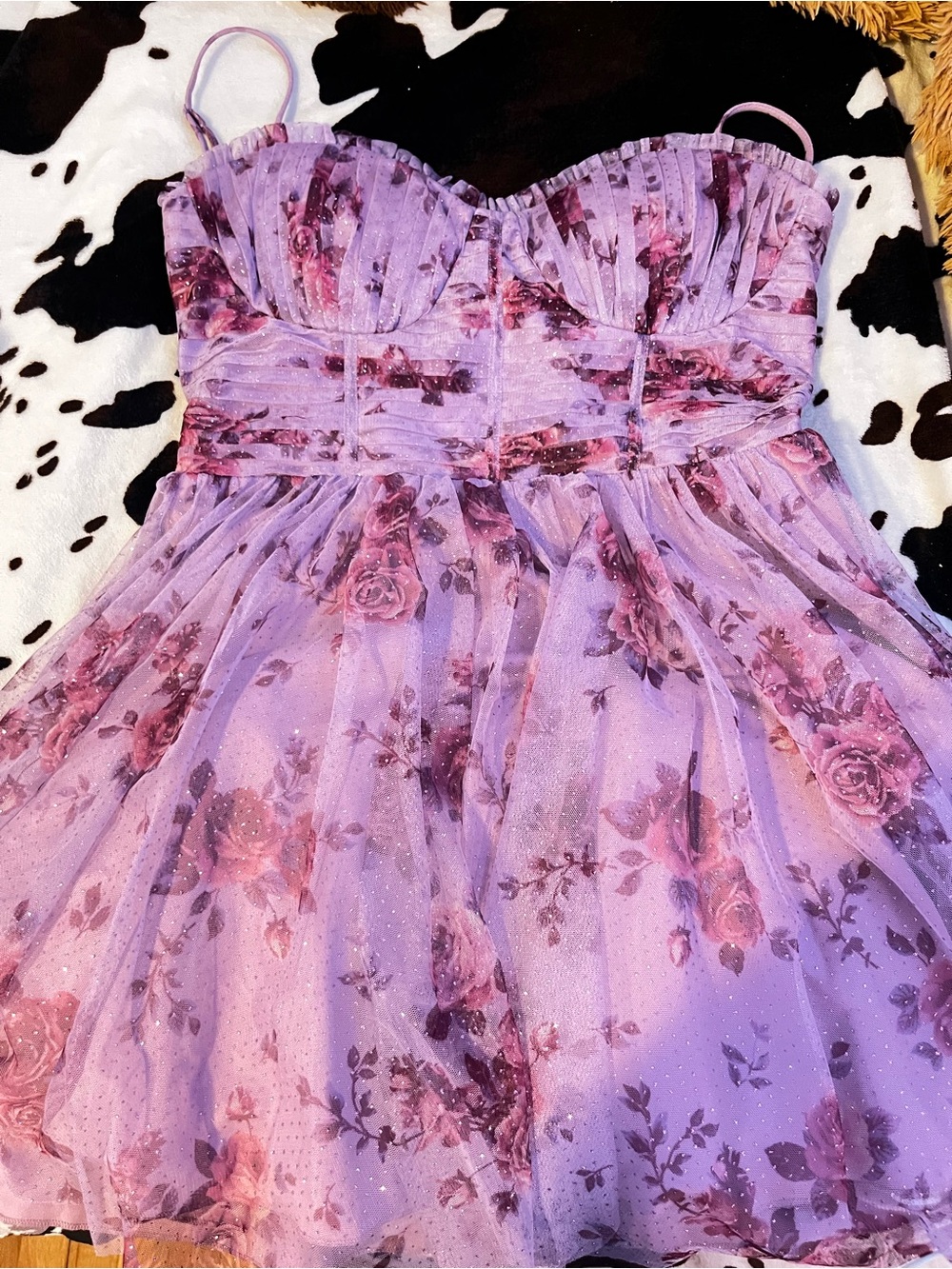 City Studio Lilac Floral Tulle Party Dress